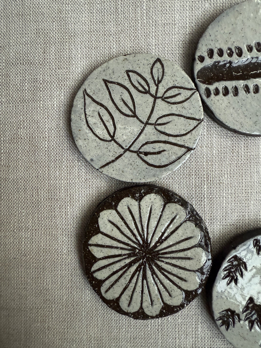 Black Clay Magnet Set of Five