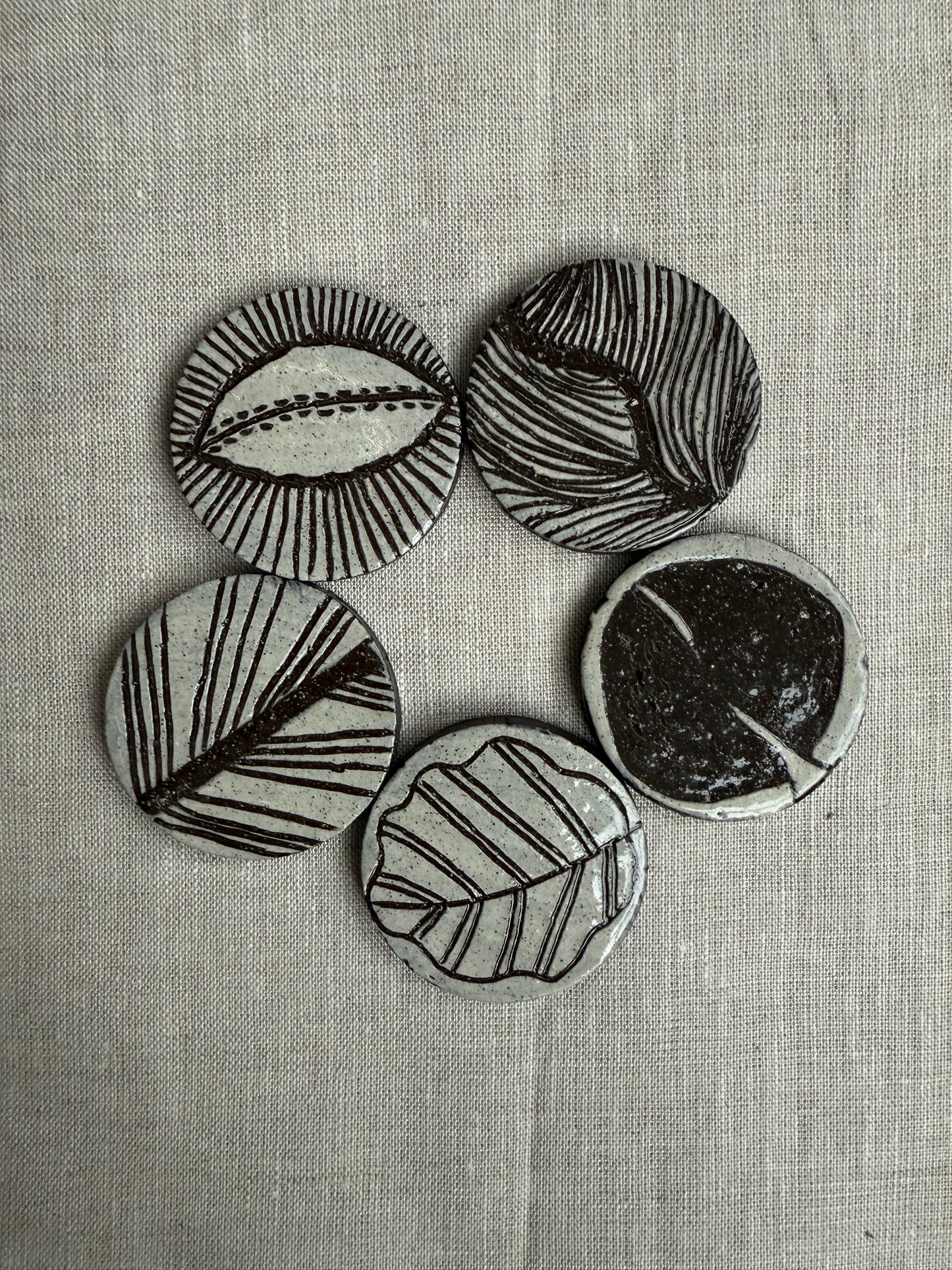 Black Clay Magnet Set of Five