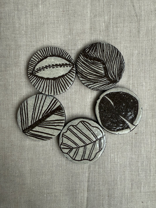 Black Clay Magnet Set of Five