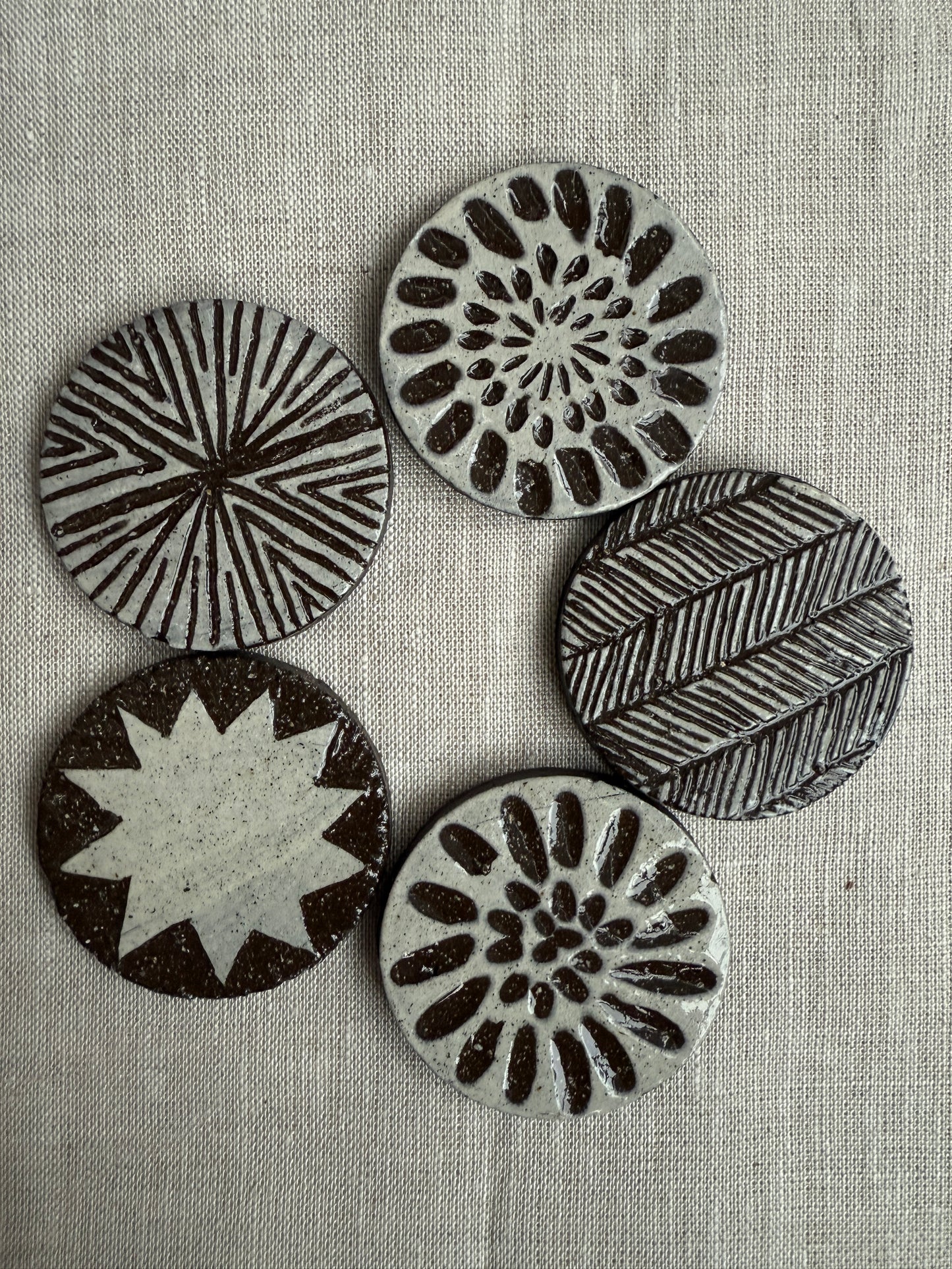 Black Clay Magnet Set of Five
