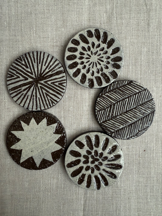 Black Clay Magnet Set of Five