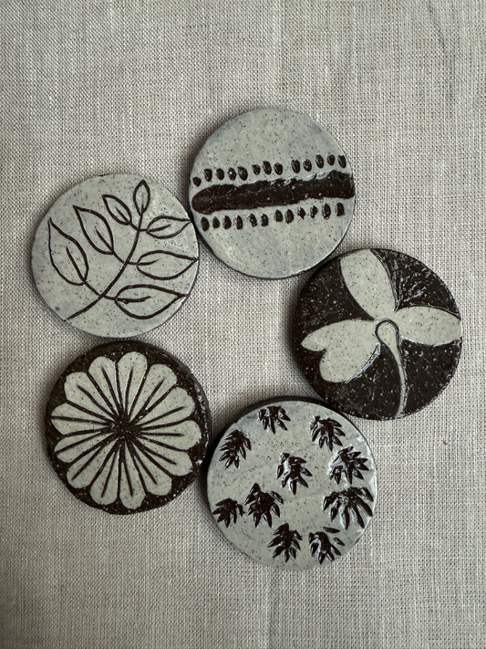 Black Clay Magnet Set of Five