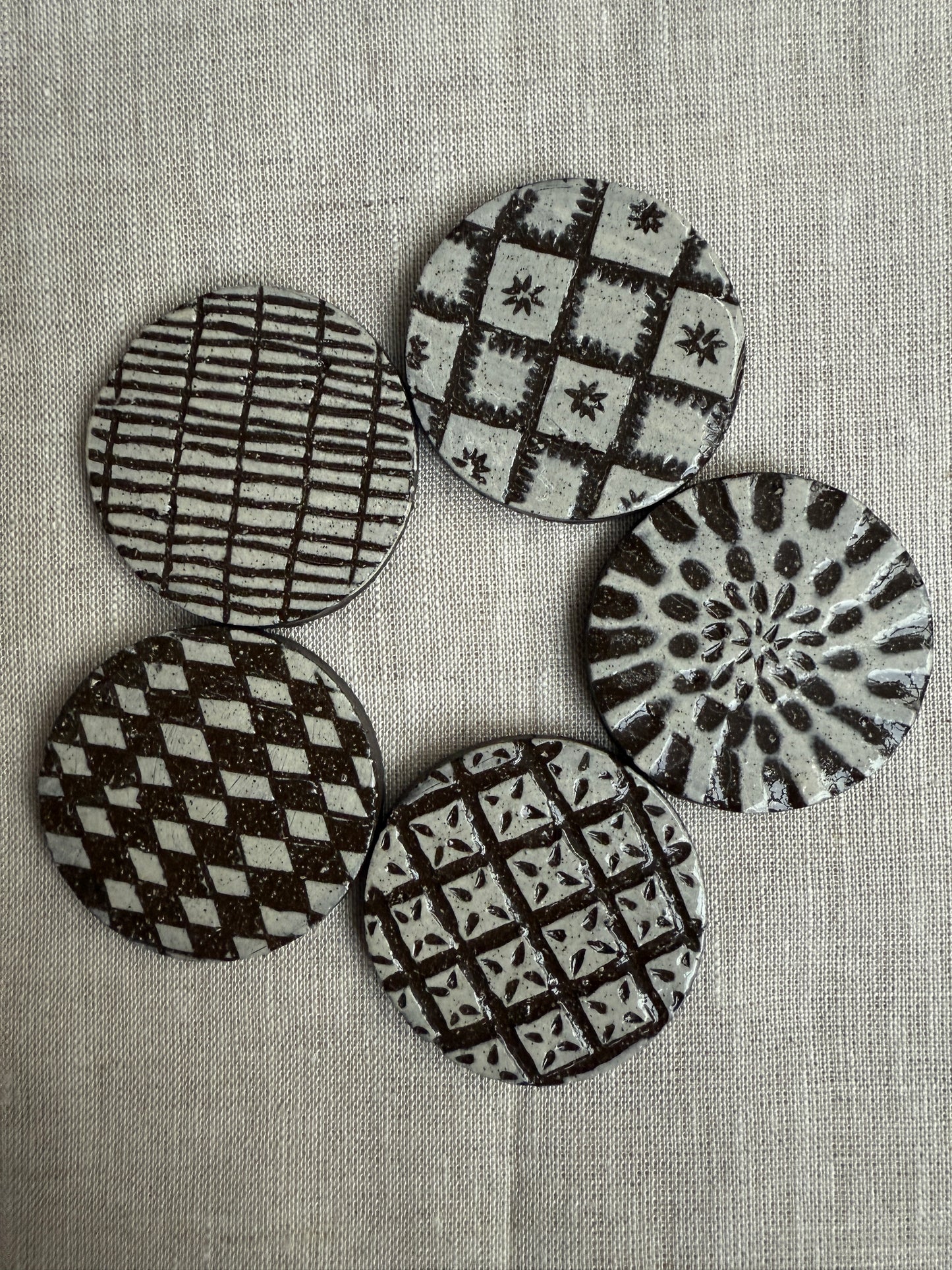 Black Clay Magnet Set of Five