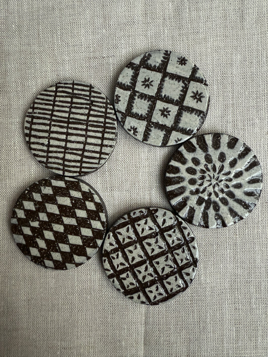 Black Clay Magnet Set of Five